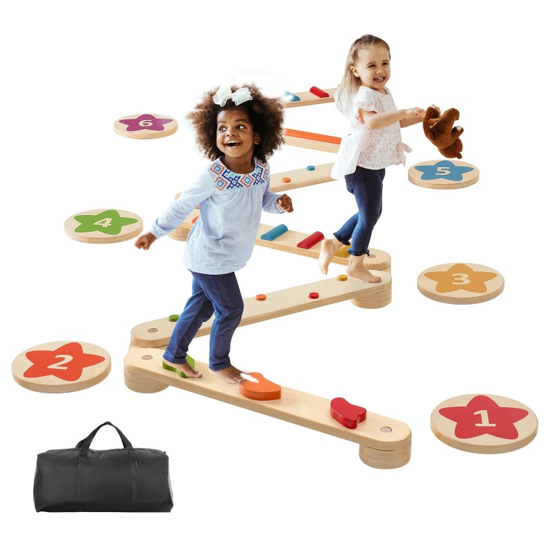 Kids Outdoor Balance Beam - 6 Peças de Pranchas de Equilíbrio