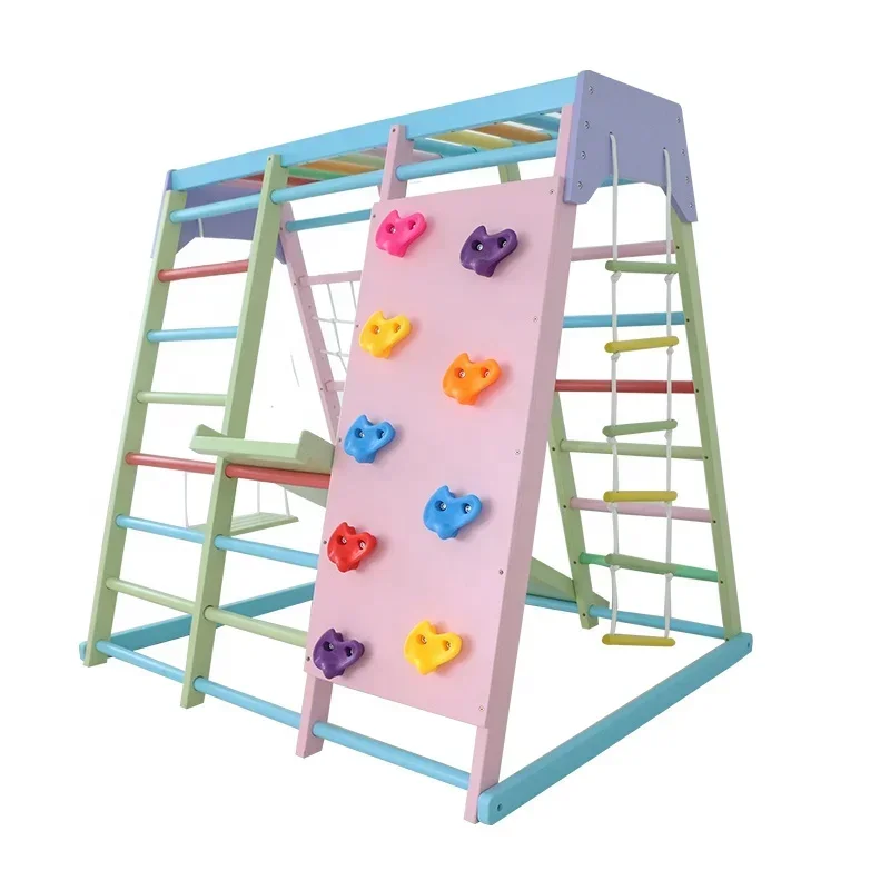Kids Outdoor Gym Equipment - Conjunto de Escalada Infantil de Madeira