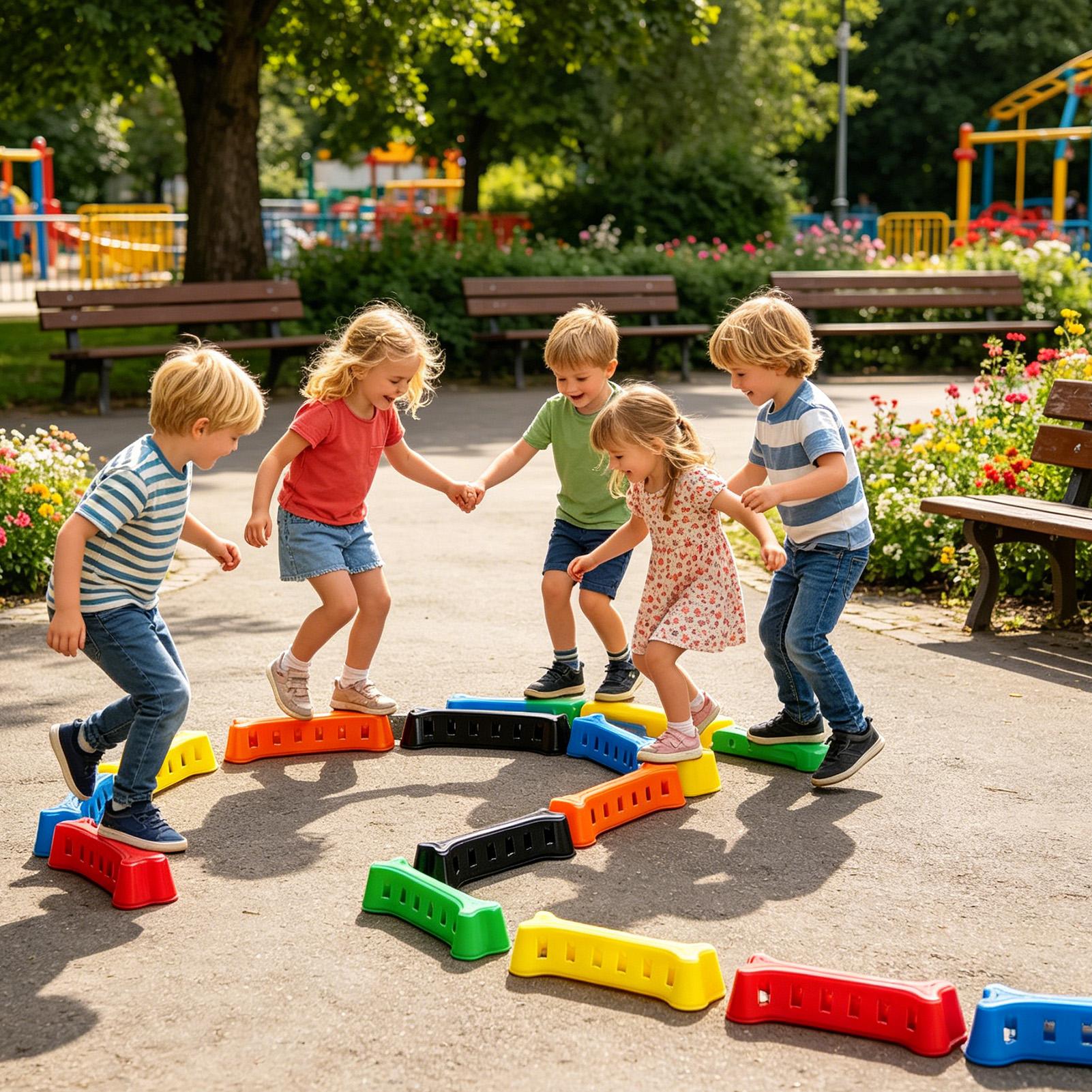Kids Outdoor Balance Beam - Brinquedos educativos empilháveis antiderrapantes para equilíbrio