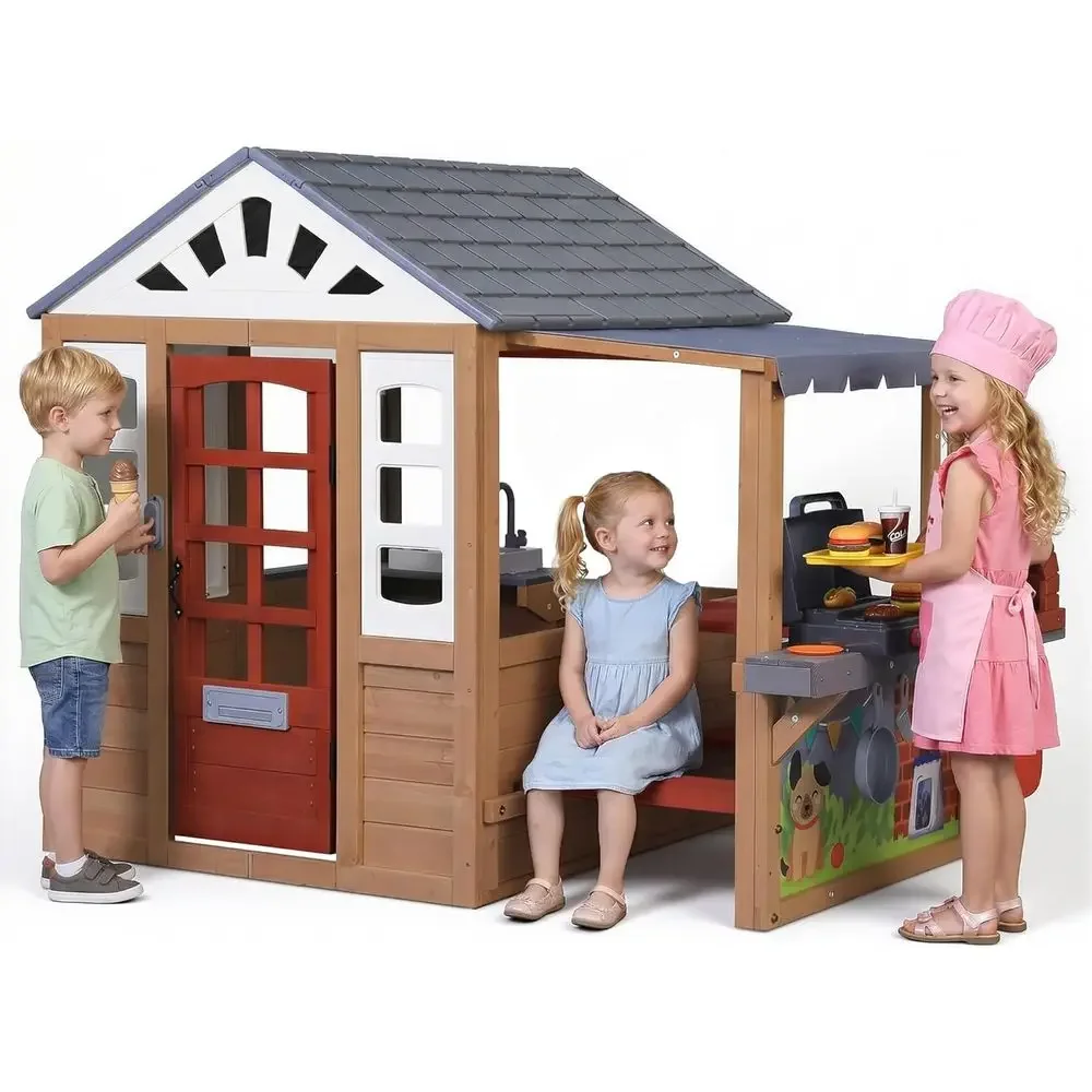 Casa de Brincar de Madeira par - Kids Outdoor Bbq avaliação e preço