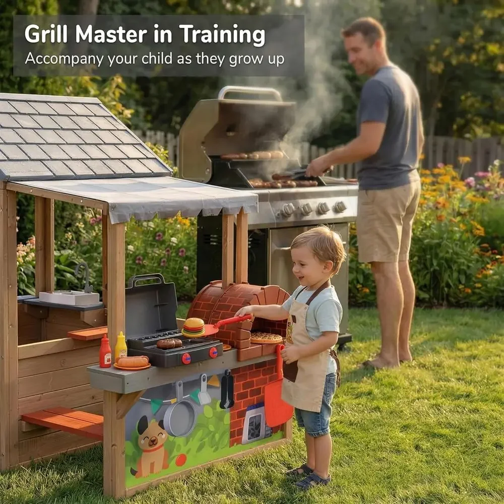 Casa de Brincar de Madeira par - Kids Outdoor Bbq avaliação e preço