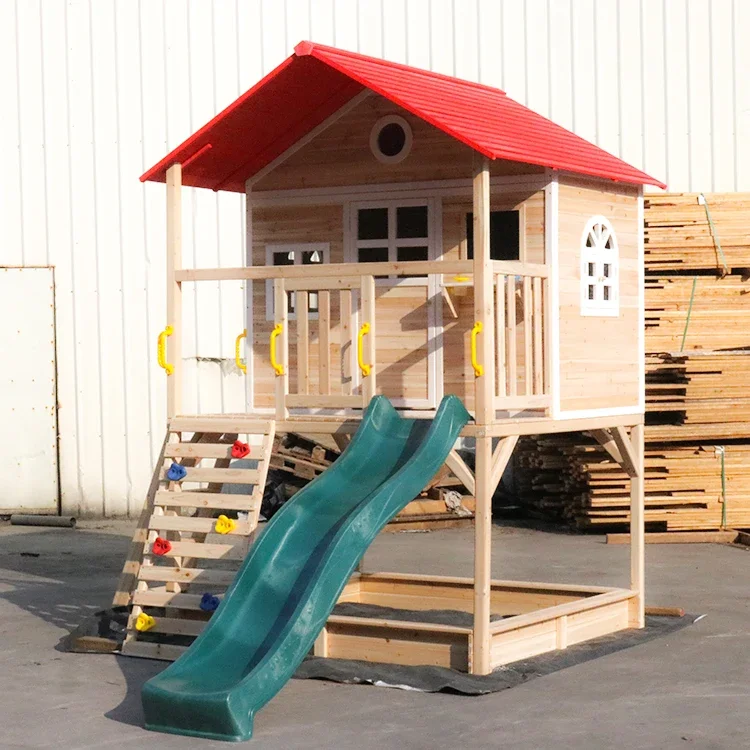l Playground de madeira ao ar  - Kids Outdoor Cubby House avaliação e preço
